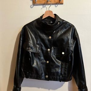 SHEIN black faux leather jacket